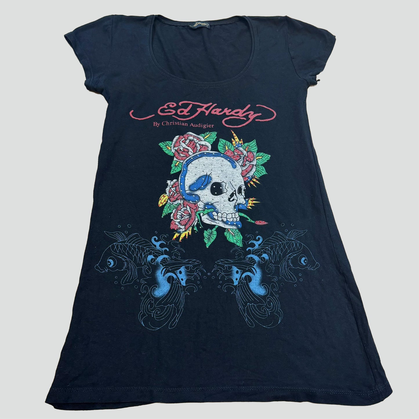 Vintage Ed Hardy long shirt Y2K rhinestones
