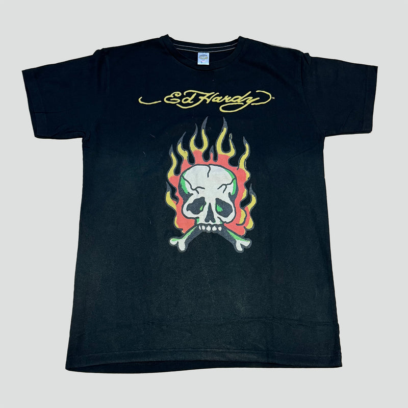 Sourced limited accessories and clothes Ed Hardy vintage skull on fire t-shirt – Secondhand Streetwear