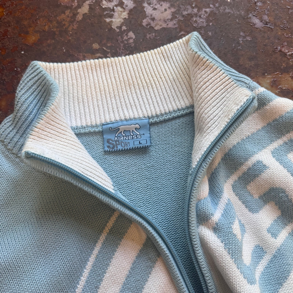 Airness streetwear sky blue knitted jacket