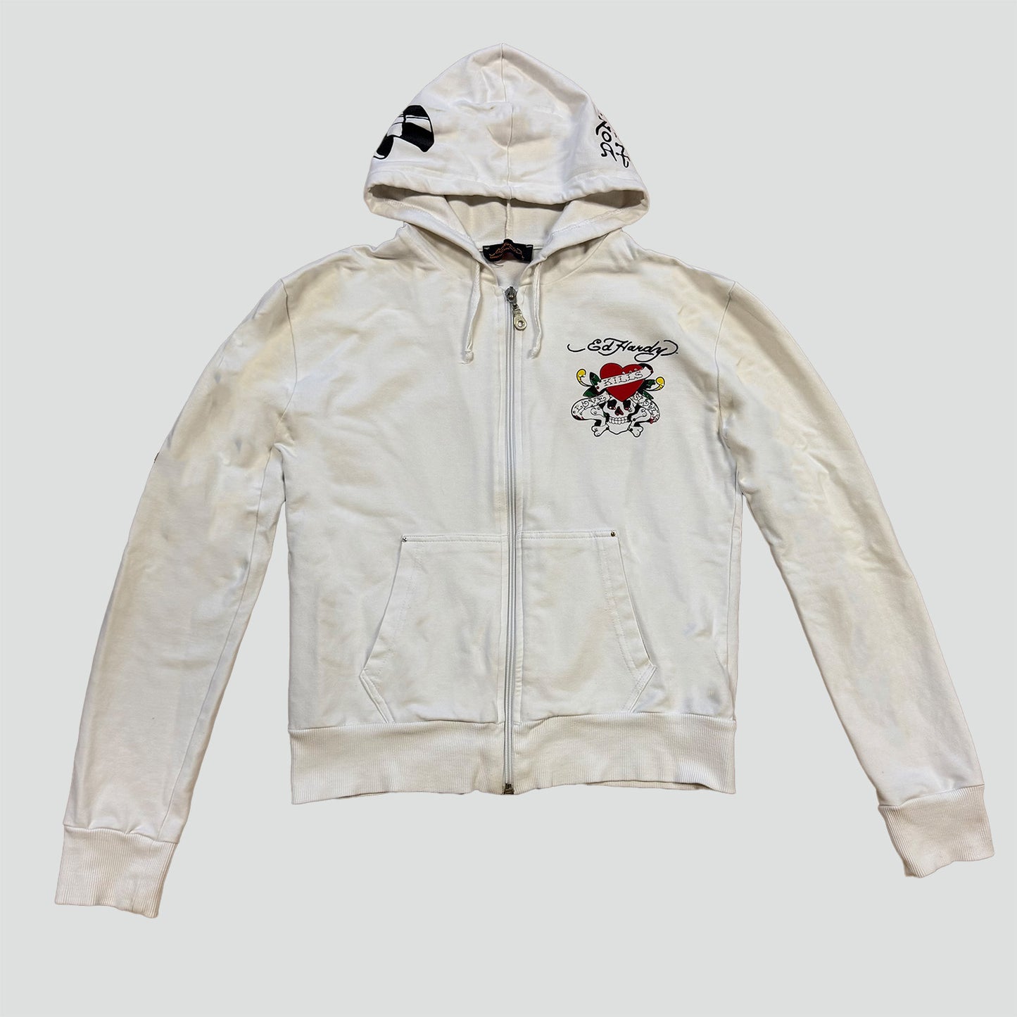 Ed Hardy zipped hoodie white