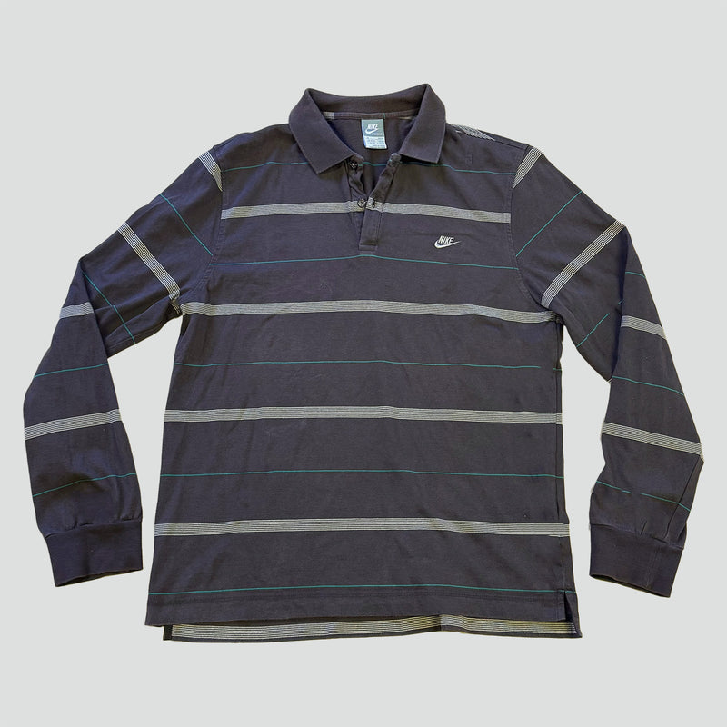 Sourced limited accessories and clothes Nike striped brown long-sleeved polo shirt – Secondhand Streetwear