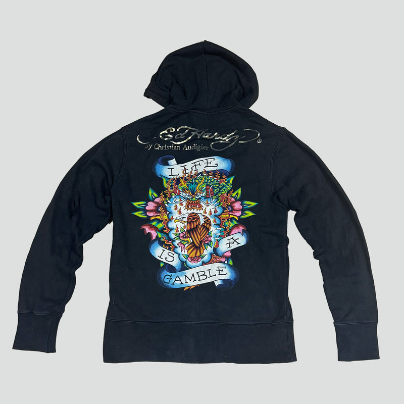 Sourced limited accessories and clothes Ed Hardy black zipup hoodie – Secondhand Streetwear