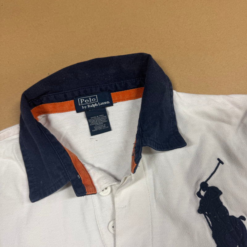 Detailansicht: Sourced limited accessories and clothes Ralph Lauren white poloshirt – Logo, Nähte oder Material