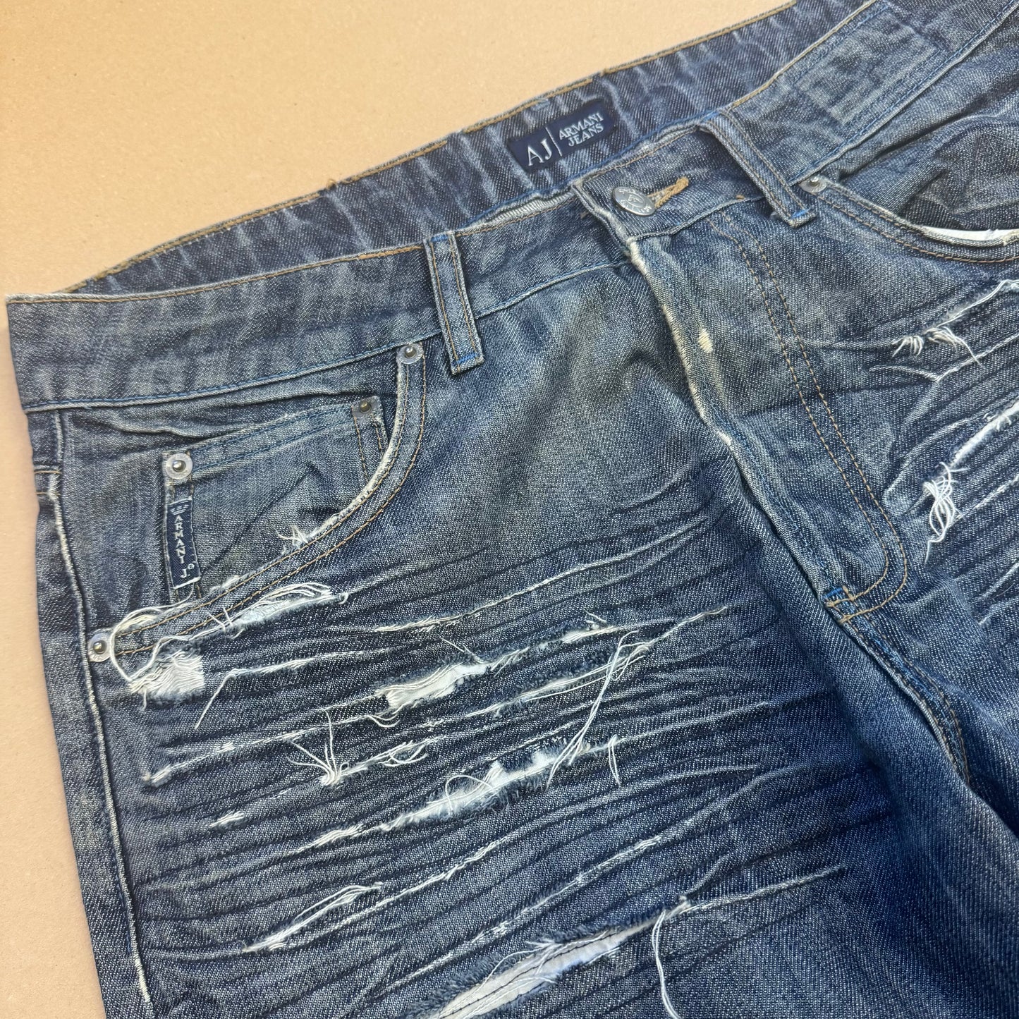 J14 Armani baggy ripped jeans