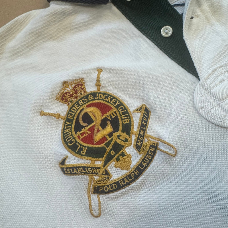 Detailansicht: Sourced limited accessories and clothes Polo Ralph Lauren Country Riders white poloshirt – Logo, Nähte oder Material