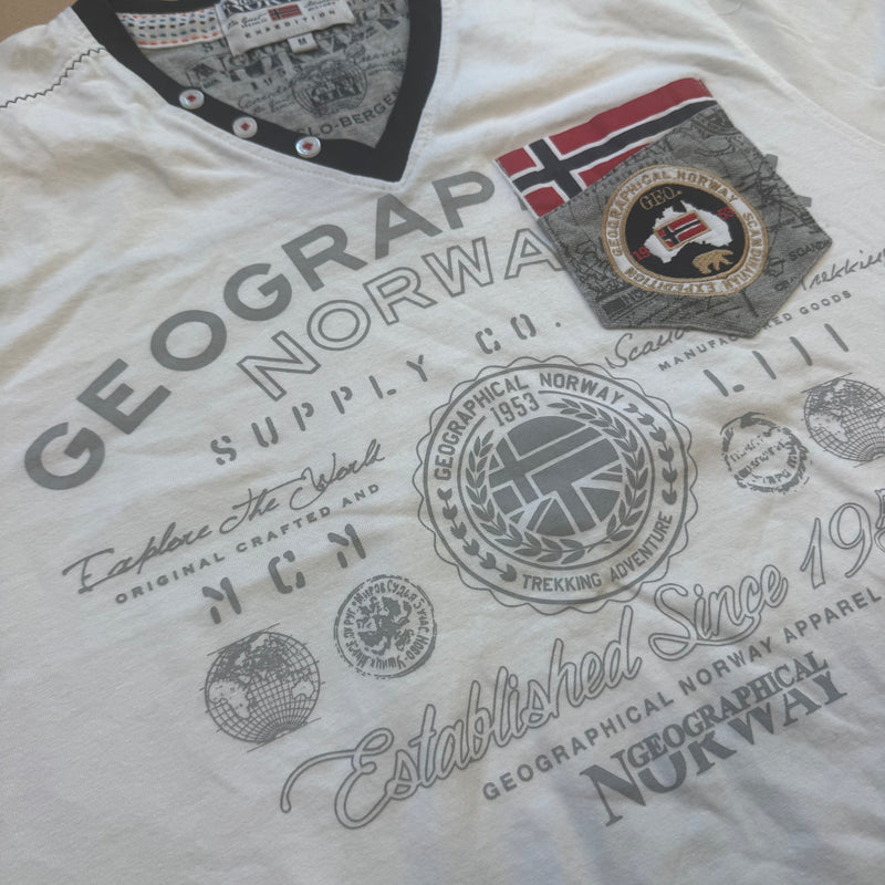 Detailansicht: Sourced limited accessories and clothes Geographical Norway vintage sailing t-shirt – Logo, Nähte oder Material