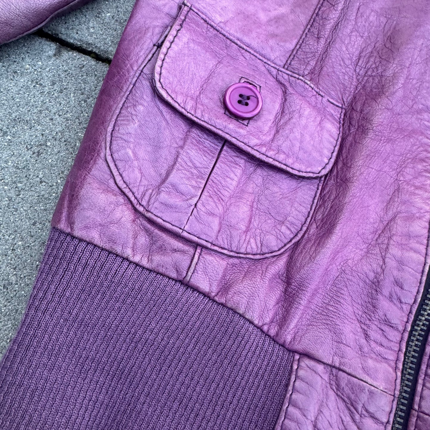 Leonardo purple designer genuine leather jacket