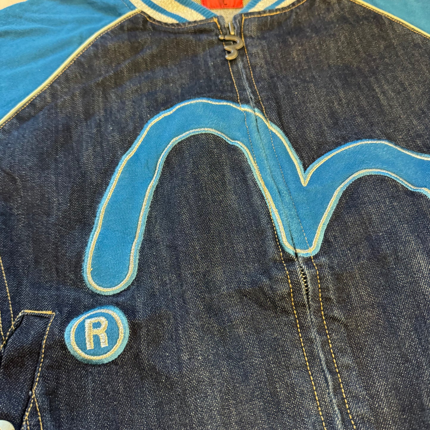 Mighty Evisu denim college jacket