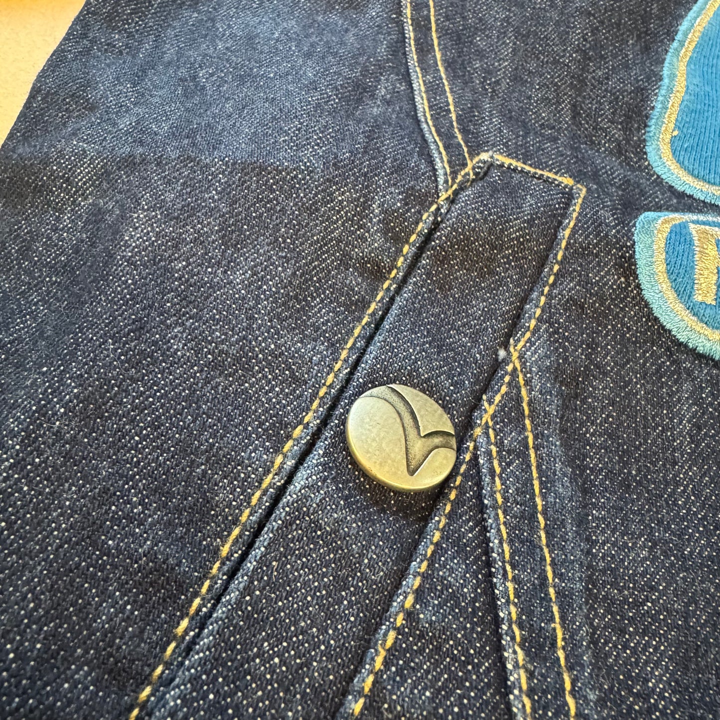 Mighty Evisu denim college jacket
