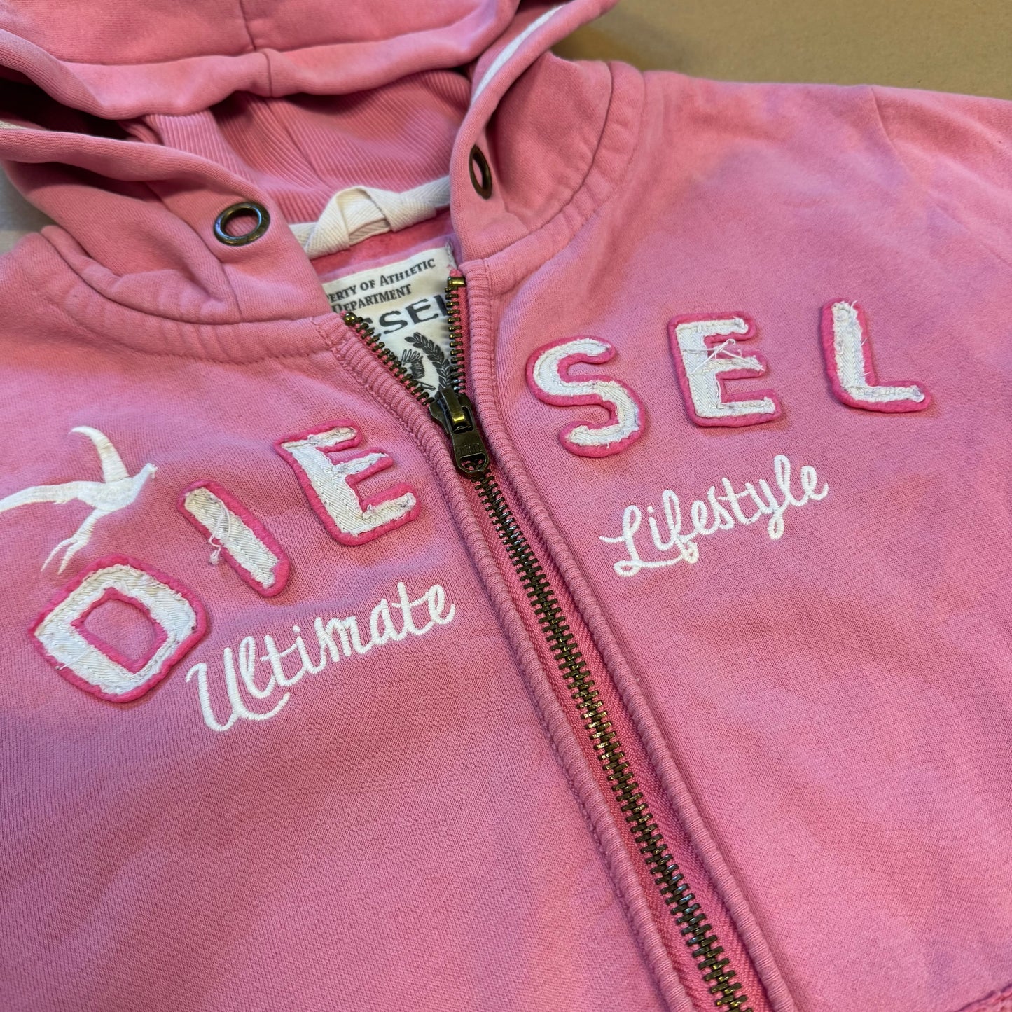 Vintage Diesel pink zipped hoodie