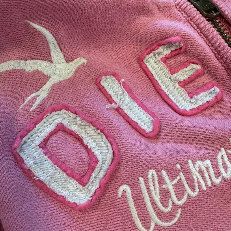 Detailansicht: Sourced limited accessories and clothes Vintage Diesel pink zipped hoodie – Logo, Nähte oder Material