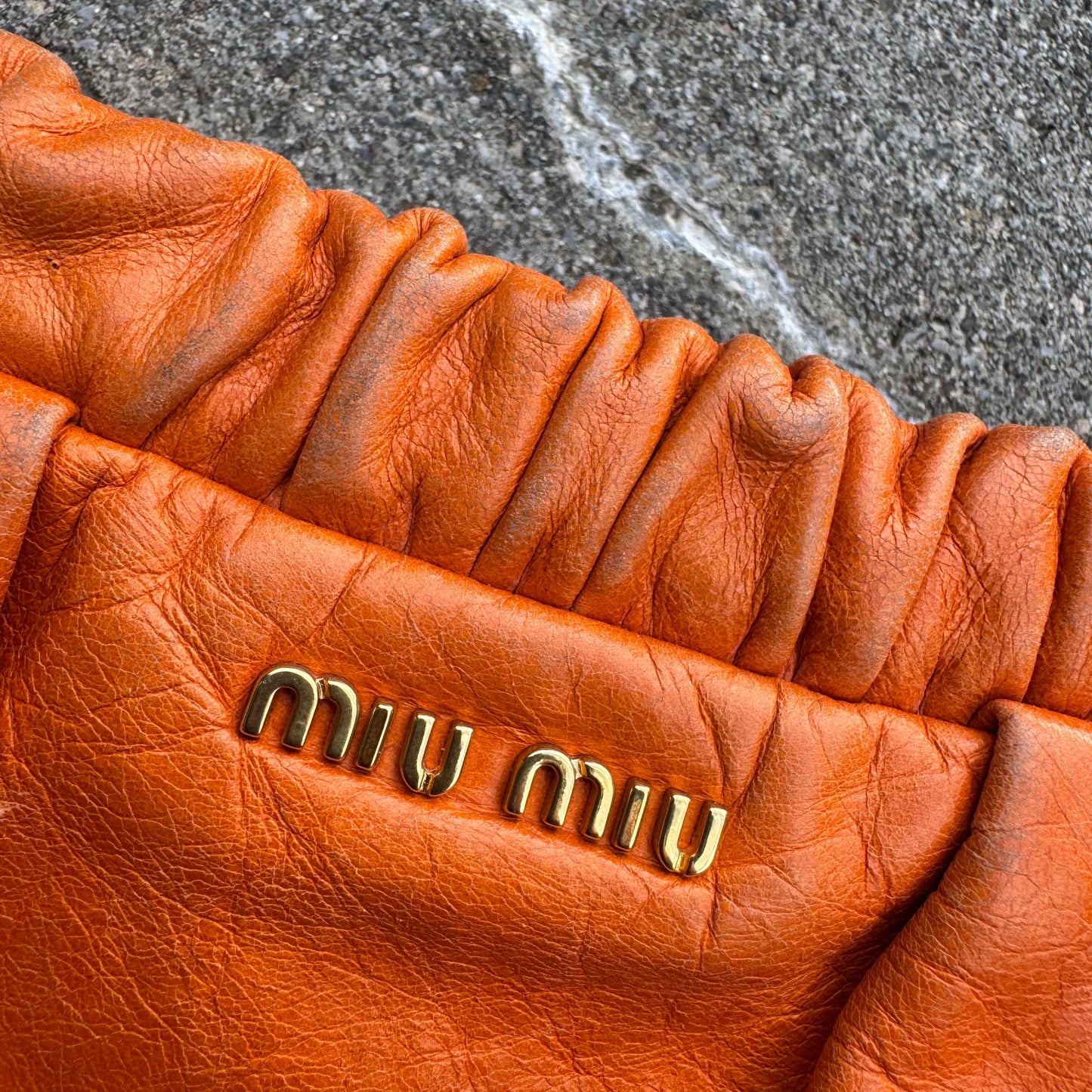 Miu Miu orange leather mini-shoulder bag