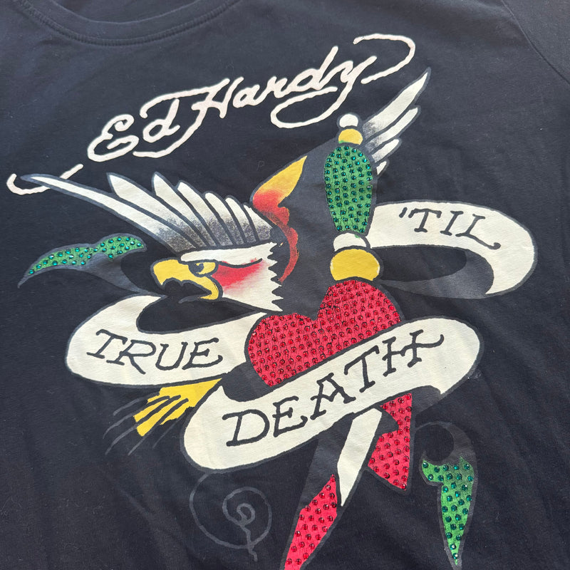 Detailansicht: Sourced limited accessories and clothes Ed Hardy T-shirt – Logo, Nähte oder Material