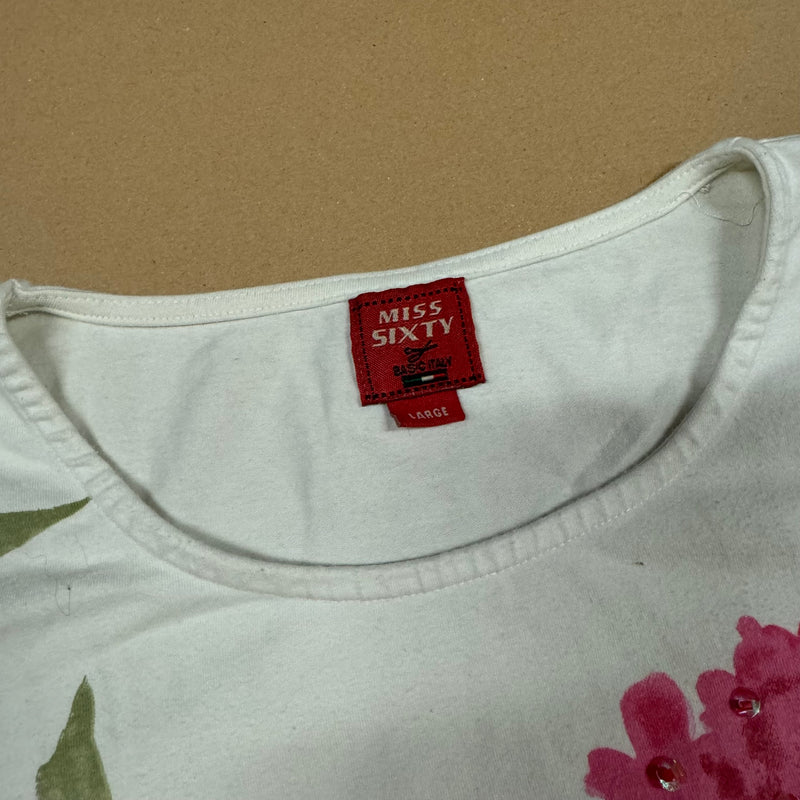 Detailansicht: Sourced limited accessories and clothes Miss Sixty long-sleeve tee – Logo, Nähte oder Material