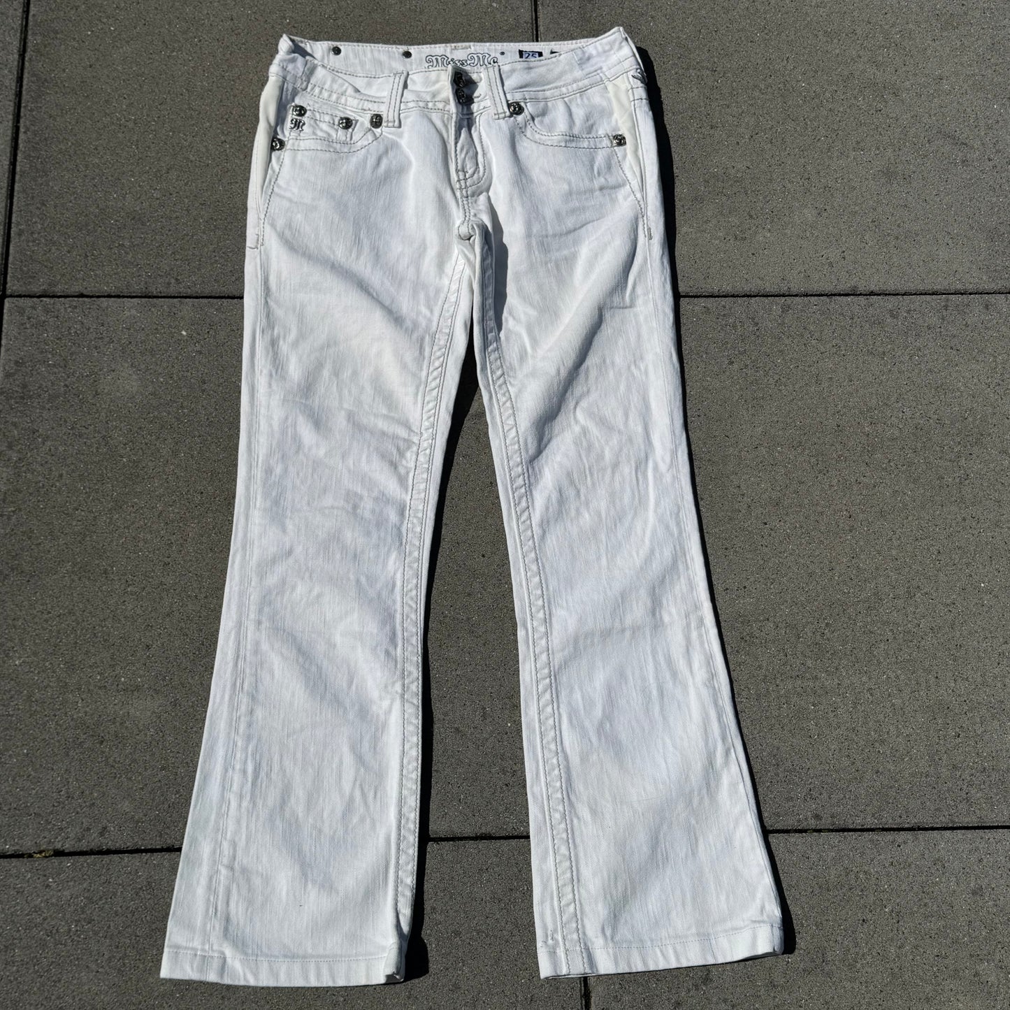 Miss Me white wide leg low waisted pants
