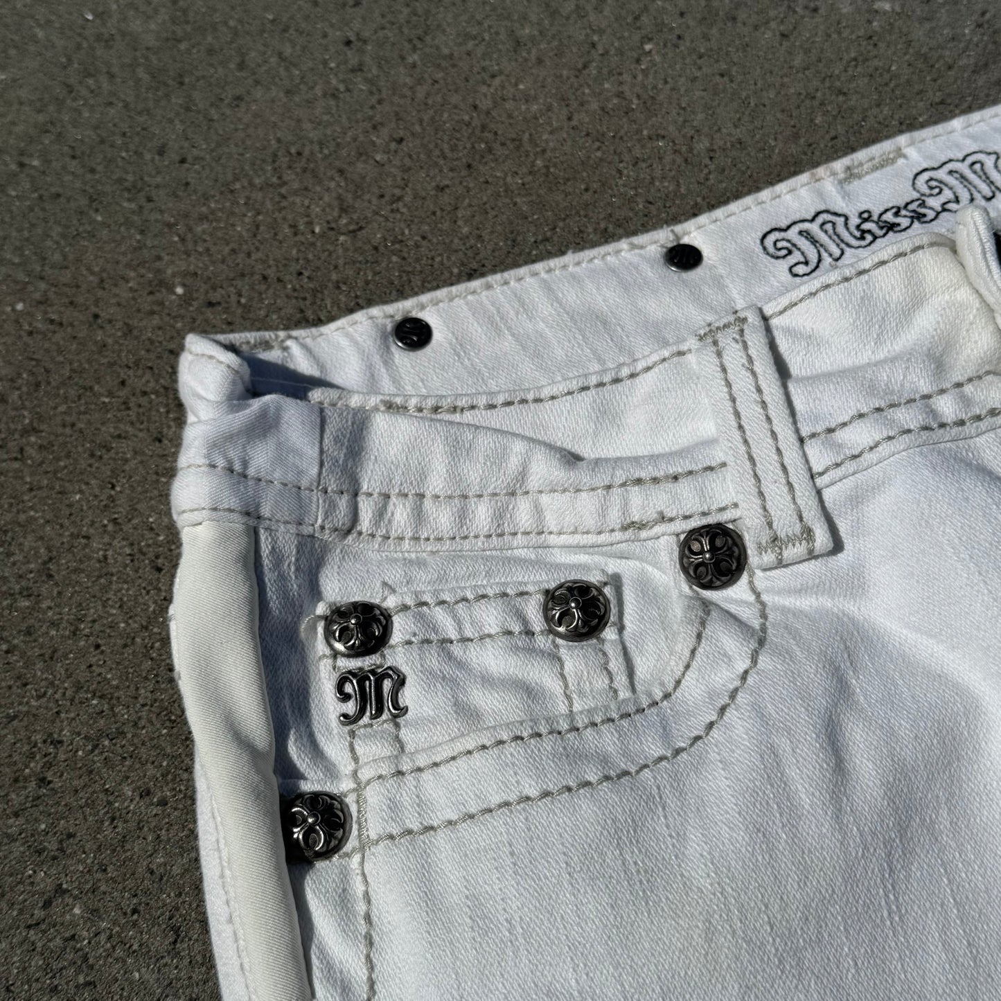 Miss Me white wide leg low waisted pants