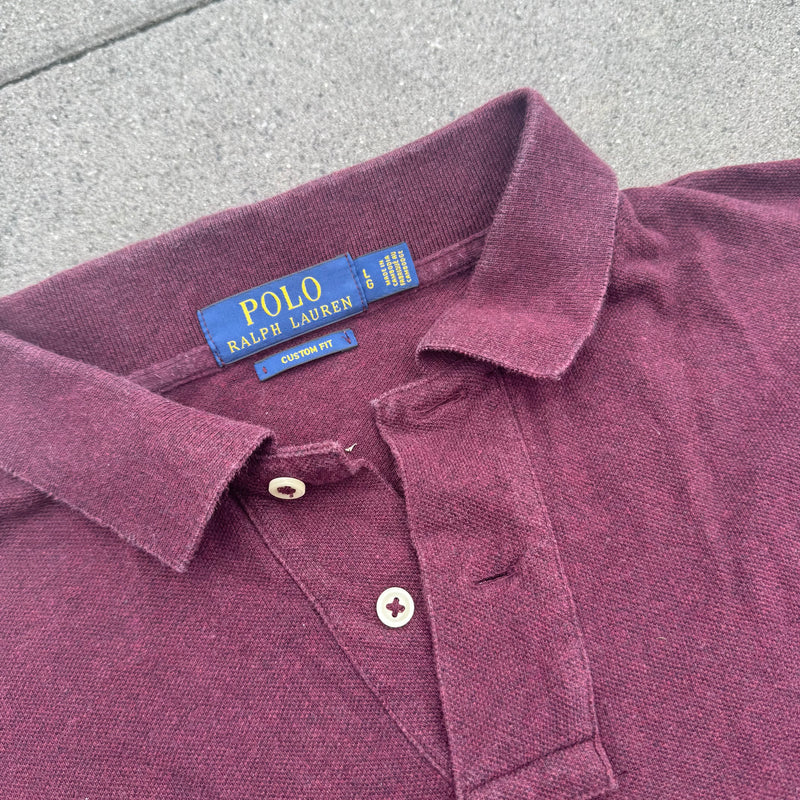 Detailansicht: Sourced limited accessories and clothes Polo Ralph Lauren burgundy classic longsleeve – Logo, Nähte oder Material