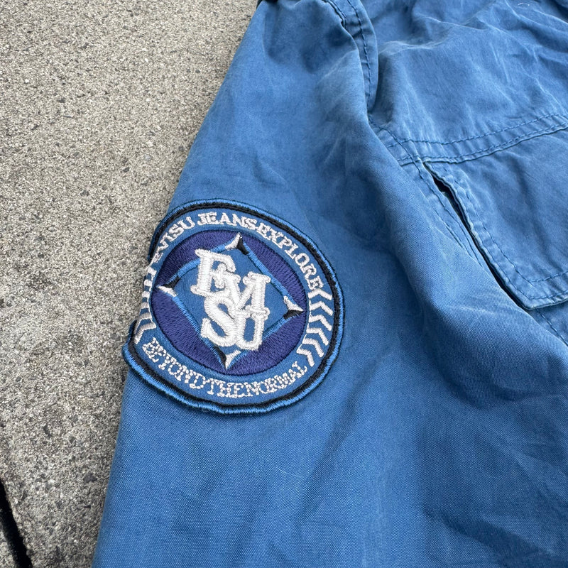 Detailansicht: Sourced limited accessories and clothes Evisu Japanese blue women’s raincoat – Logo, Nähte oder Material