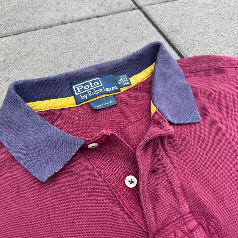 Detailansicht: Sourced limited accessories and clothes Polo Ralph Lauren burgundy big pony shirt – Logo, Nähte oder Material