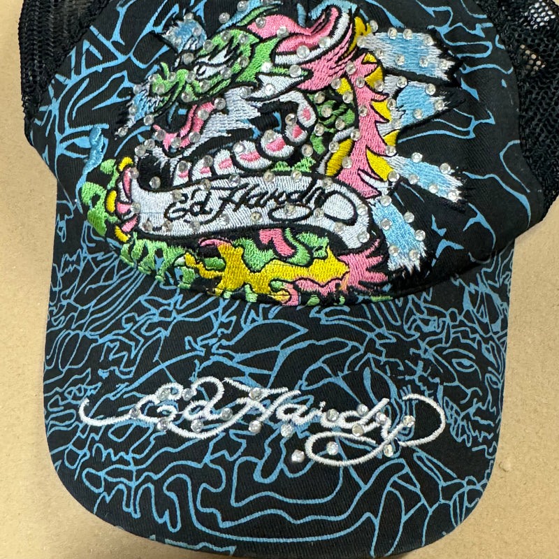 Detailansicht: Sourced limited accessories and clothes Ed Hardy pattern cap – Logo, Nähte oder Material