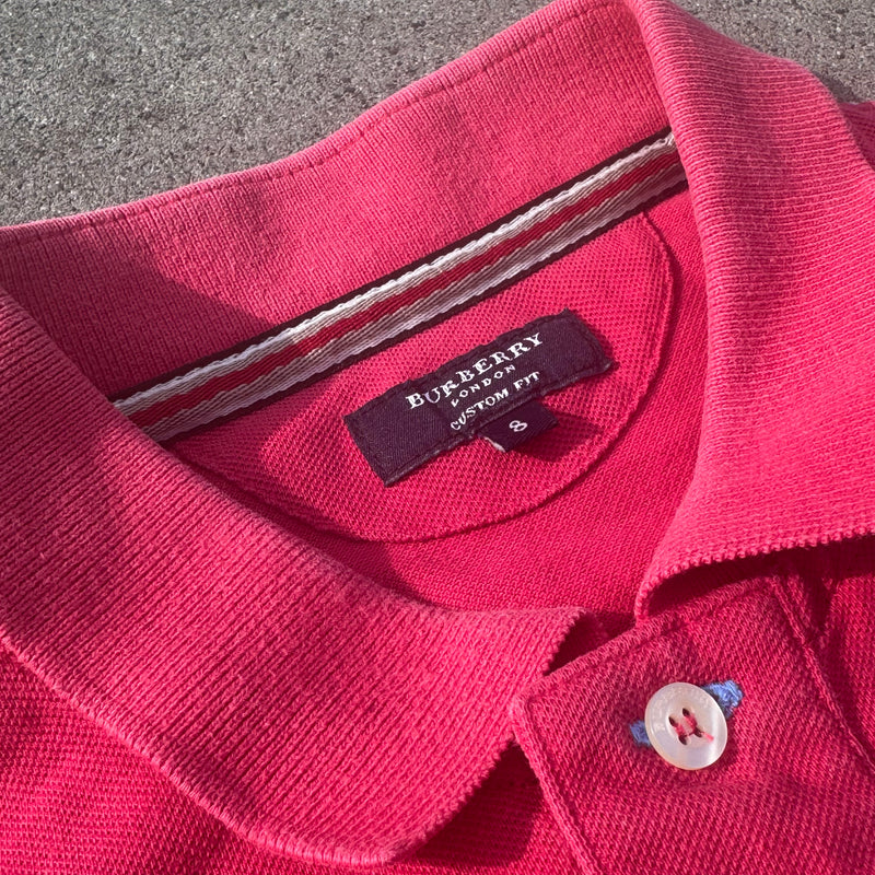 Detailansicht: Sourced limited accessories and clothes Burberry London blue logo vintage red poloshirt – Logo, Nähte oder Material