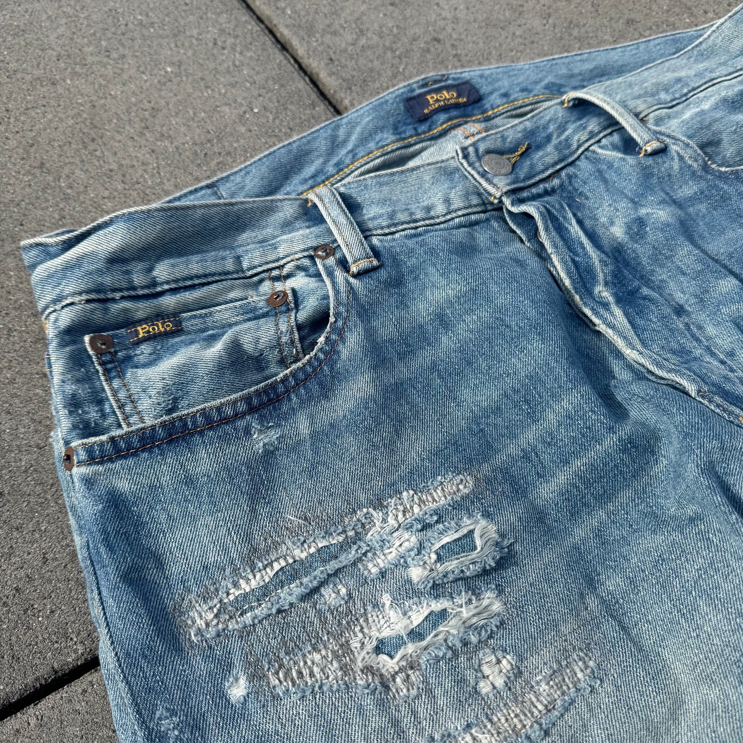 Polo Ralph Lauren custom made ripped military jeans