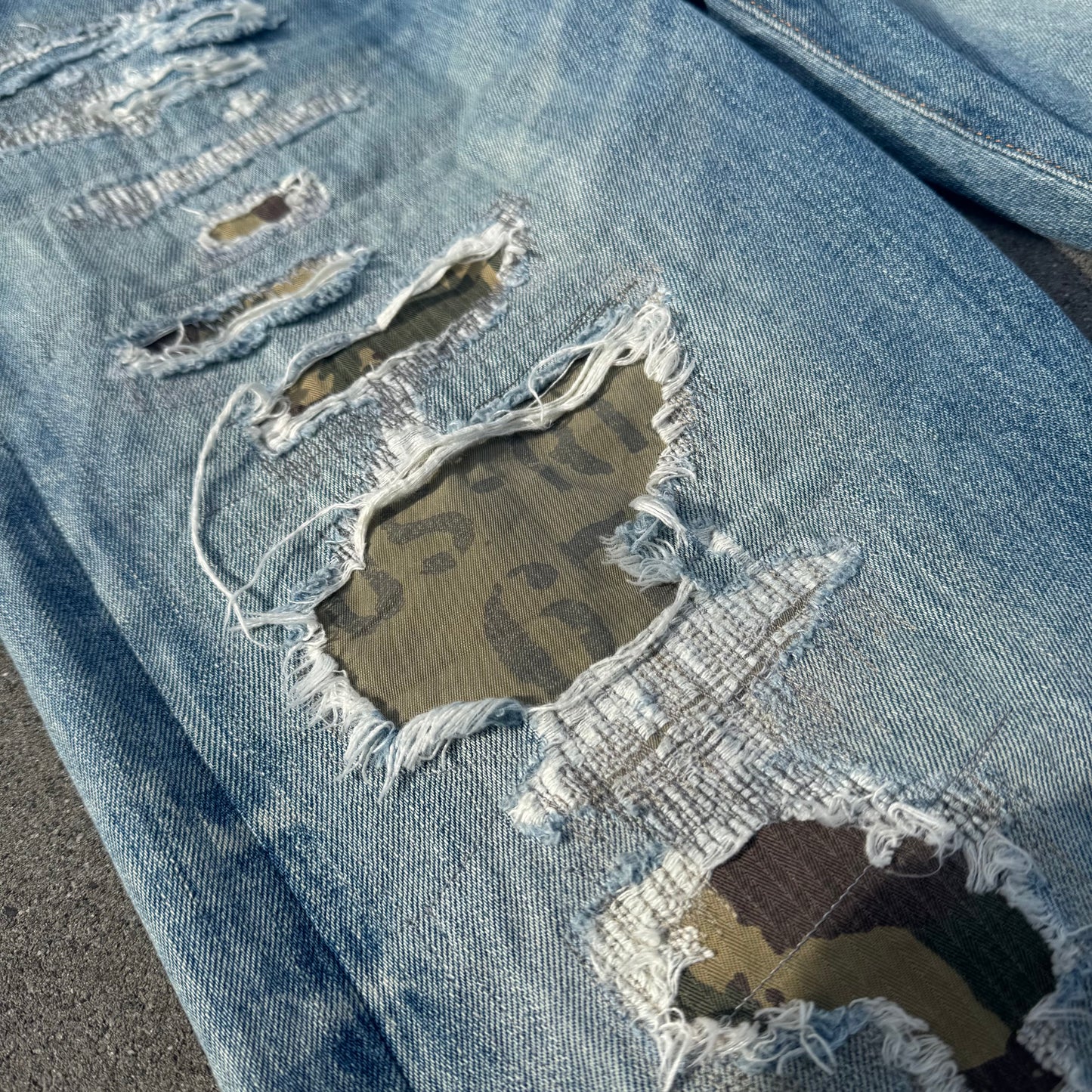 Polo Ralph Lauren custom made ripped military jeans