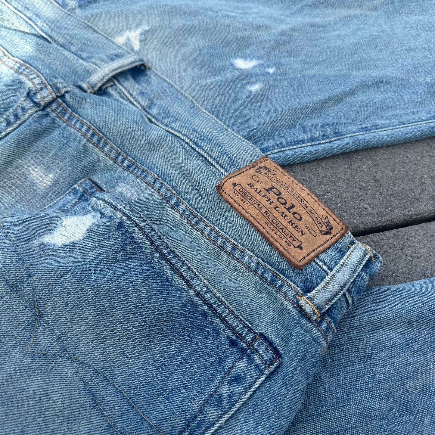 Polo Ralph Lauren custom made ripped military jeans