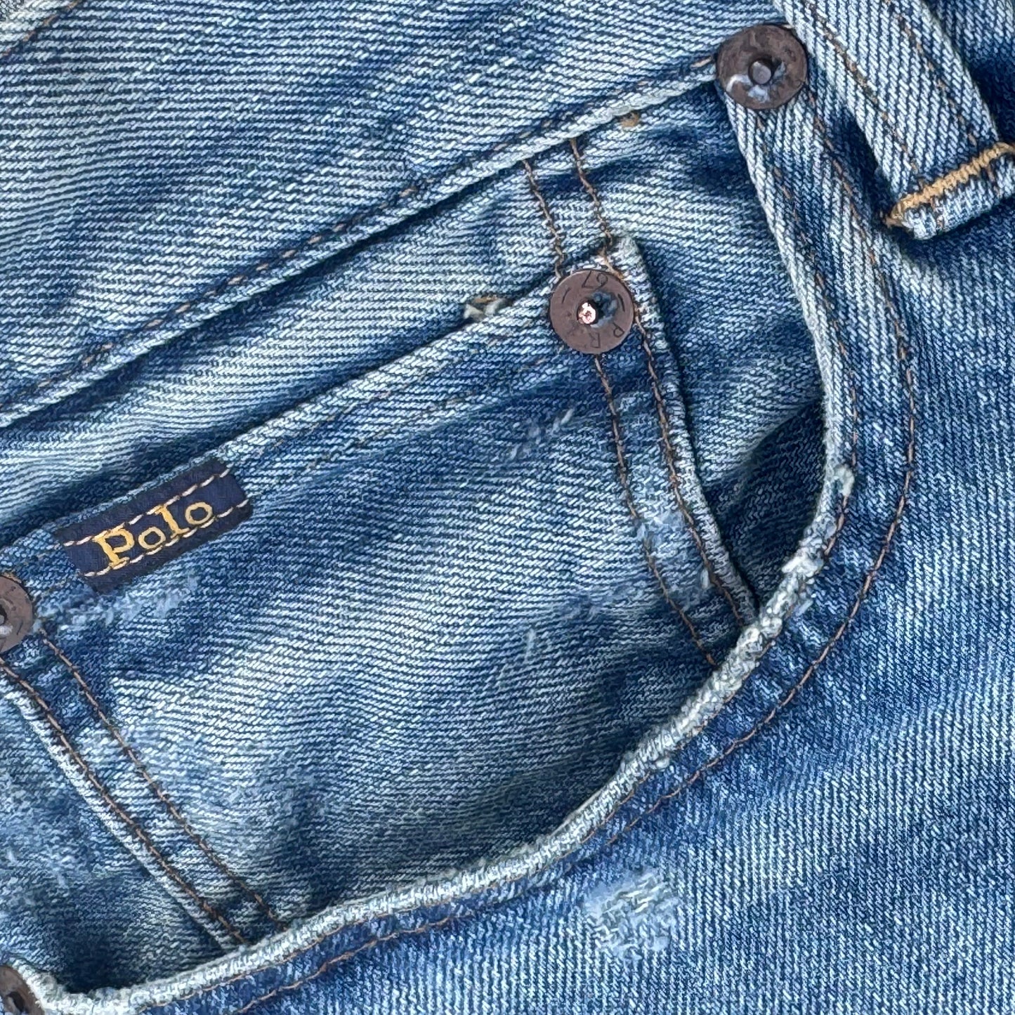 Polo Ralph Lauren custom made ripped military jeans