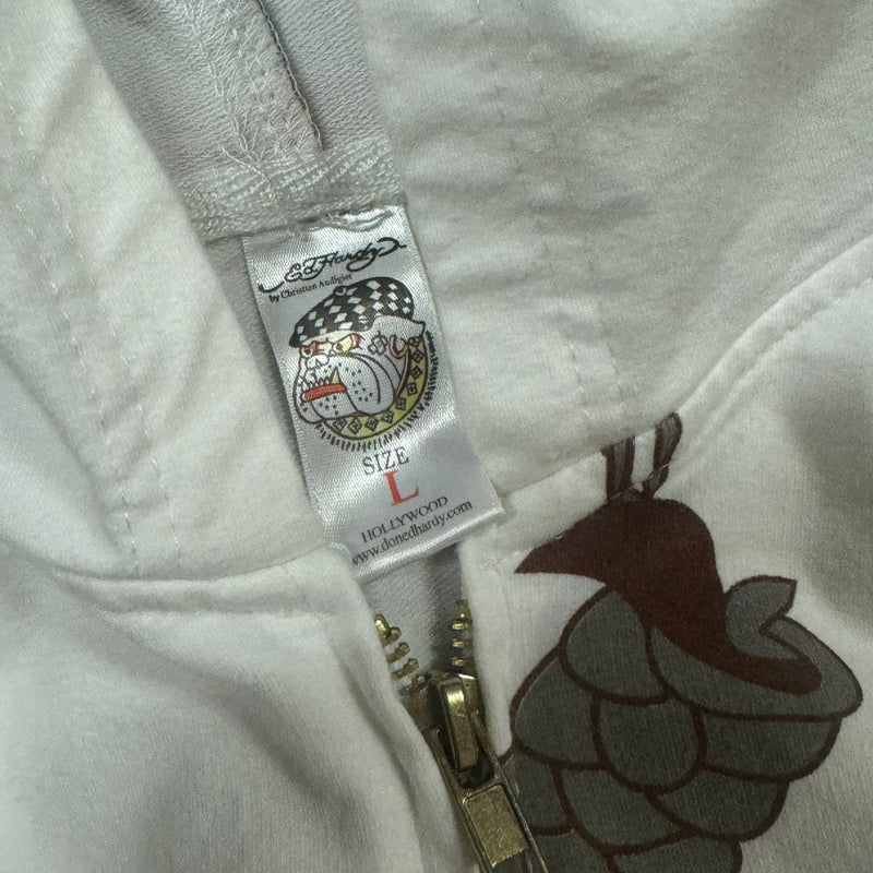 Detailansicht: Sourced limited accessories and clothes Ed Hardy zip-up hoodie – Logo, Nähte oder Material