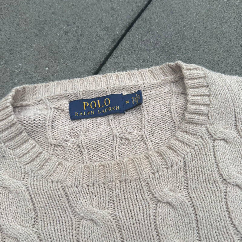 Detailansicht: Sourced limited accessories and clothes Polo Ralph Lauren classic beige knit-sweatshirt – Logo, Nähte oder Material