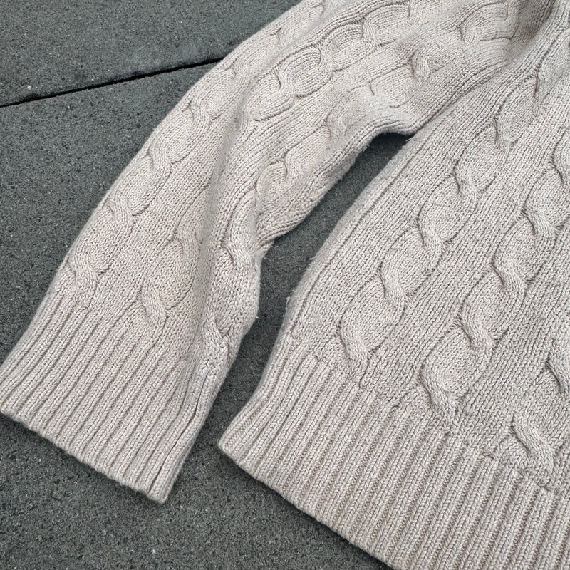 Detailansicht: Sourced limited accessories and clothes Polo Ralph Lauren classic beige knit-sweatshirt – Logo, Nähte oder Material