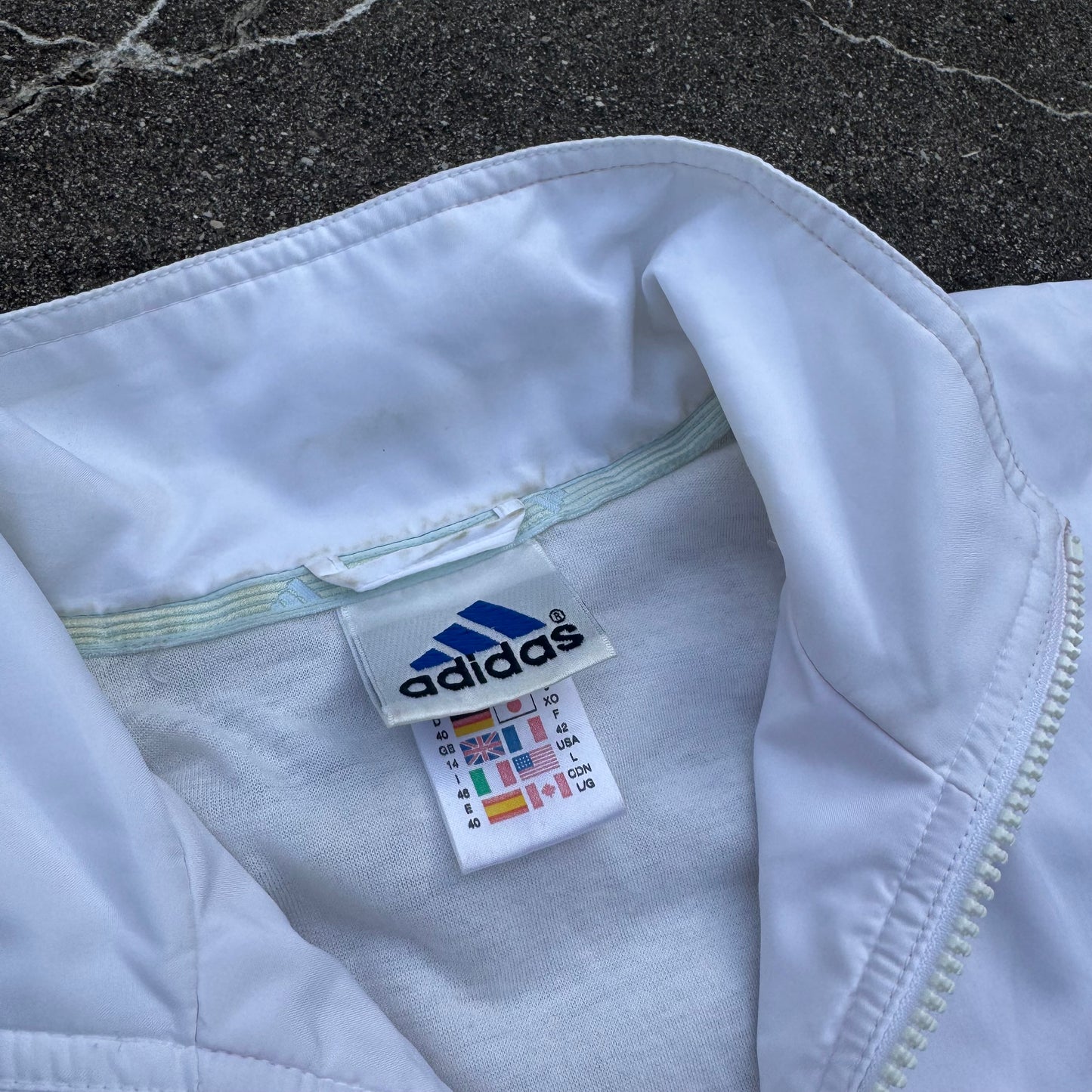 Adidas streetwear shiny white track jacket
