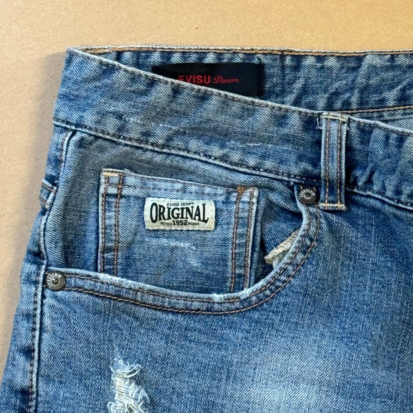 Ripped Evisu baggy jeans