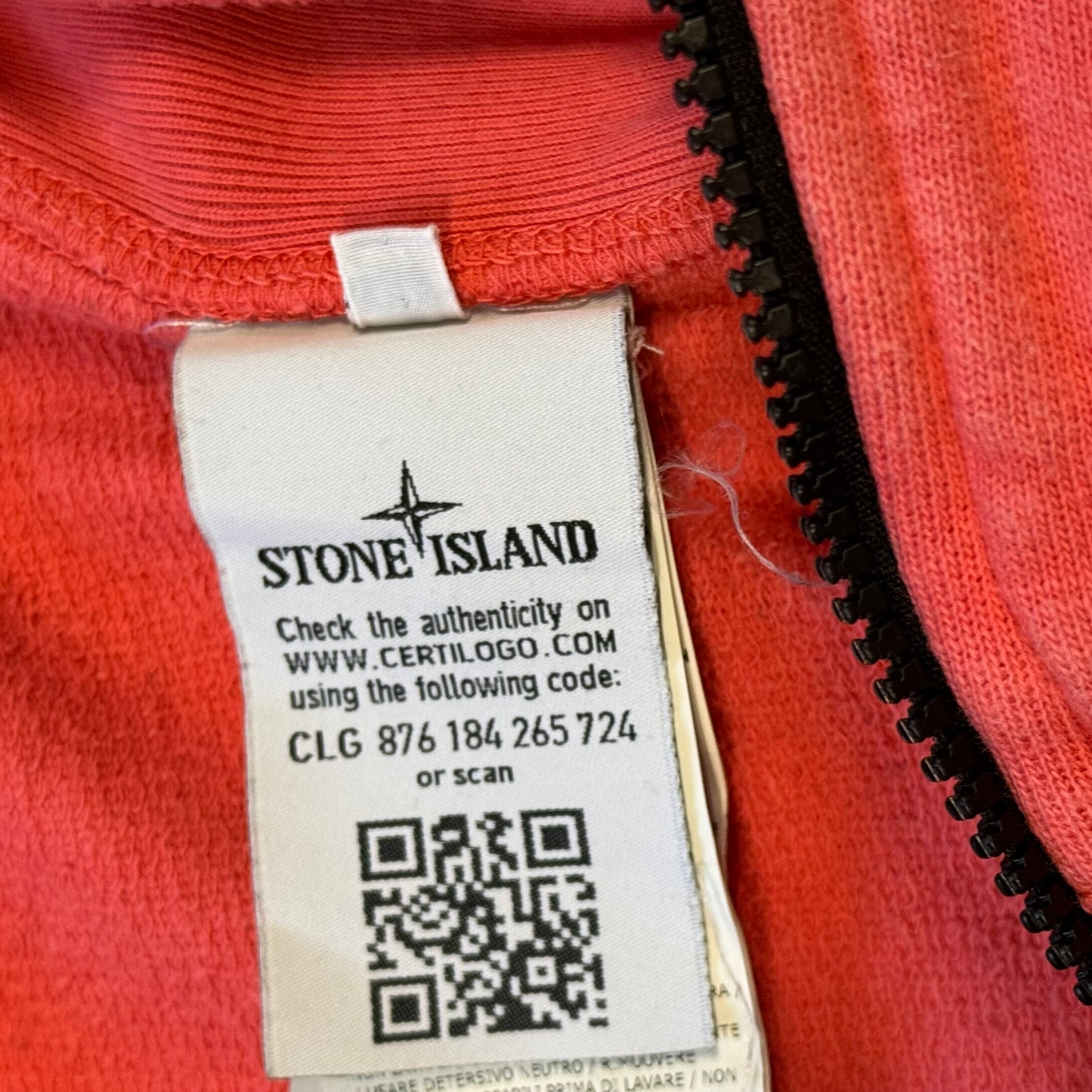 Stone Island orange zip-through hoodie
