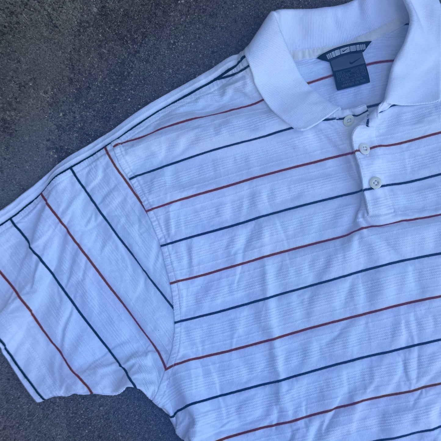 Nike Shox vintage white striped polo