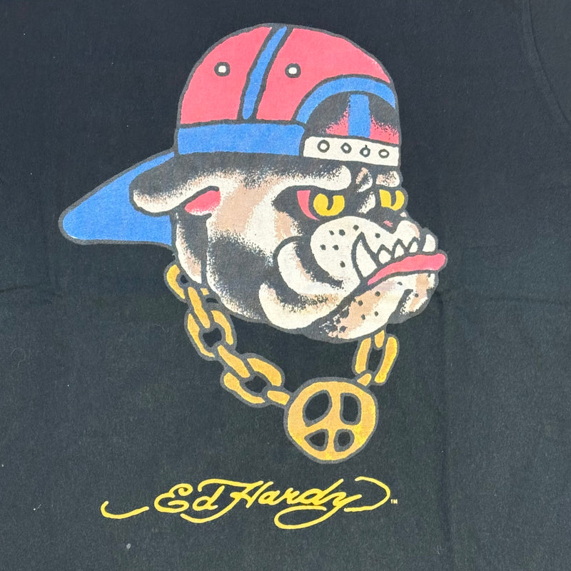 Detailansicht: Sourced limited accessories and clothes Ed Hardy vintage bulldog t-shirt – Logo, Nähte oder Material