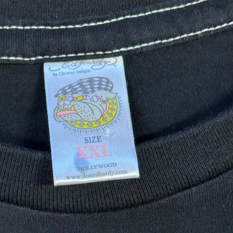 Detailansicht: Sourced limited accessories and clothes Ed Hardy vintage skull on fire t-shirt – Logo, Nähte oder Material