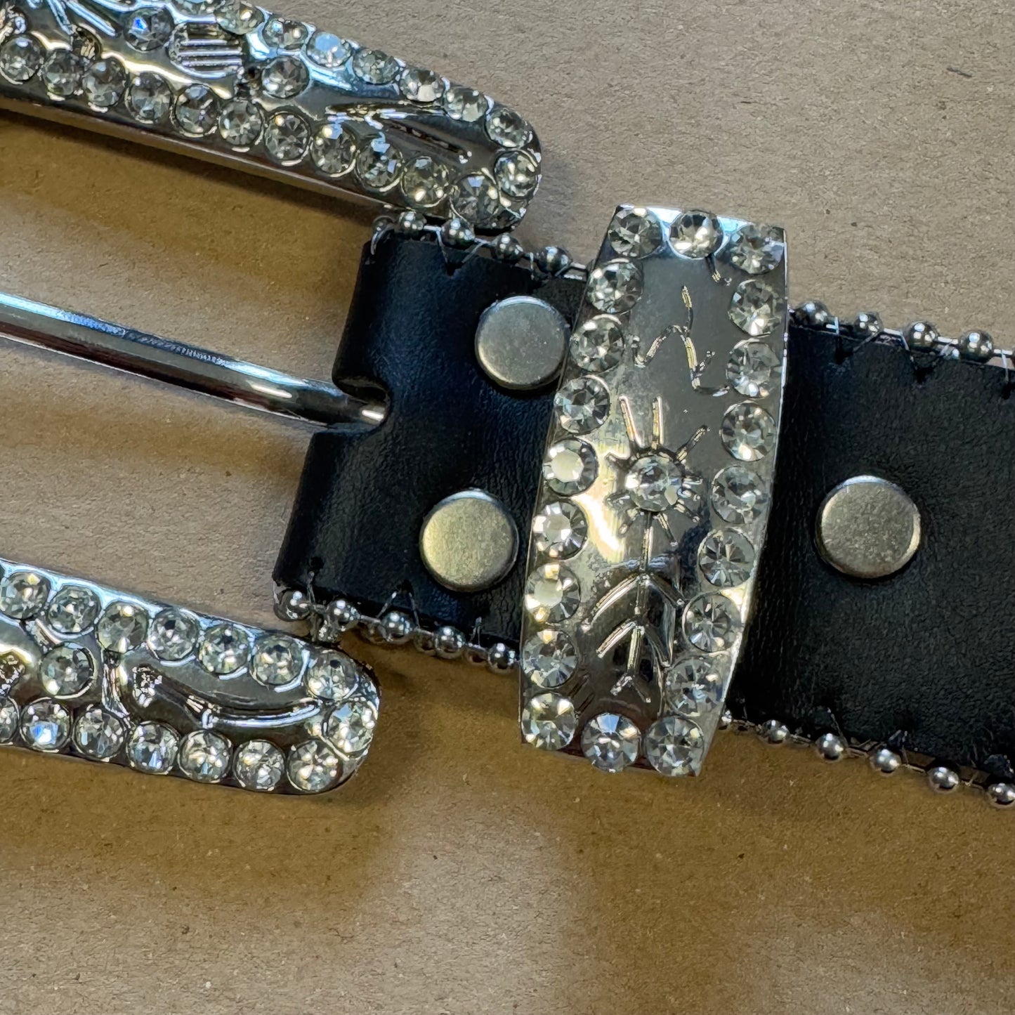 Y2K belt with rhinestone details