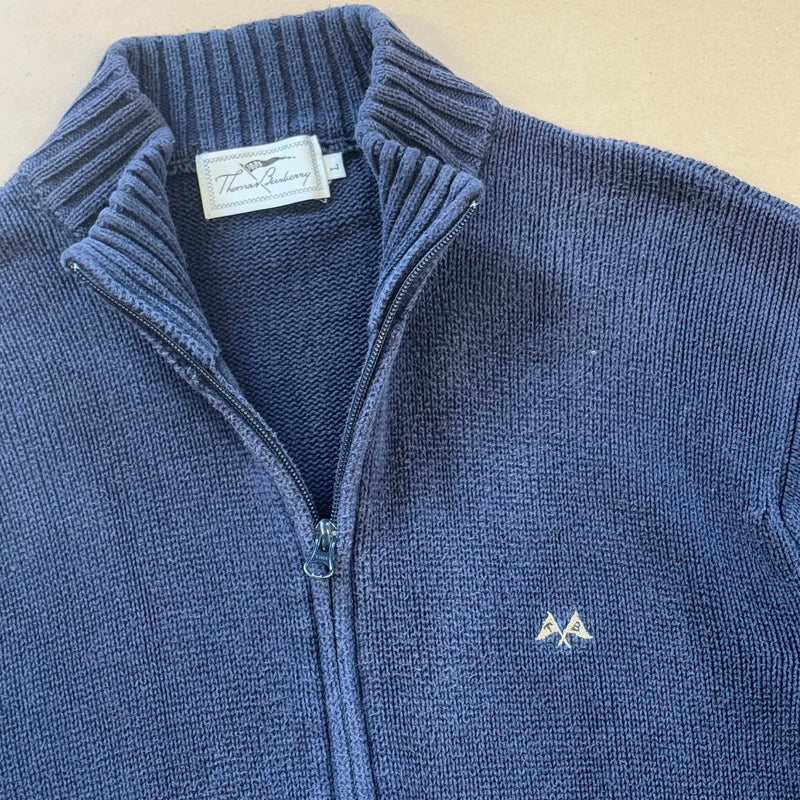 Detailansicht: Sourced limited accessories and clothes Thomas Burberry knitted zip-up – Logo, Nähte oder Material