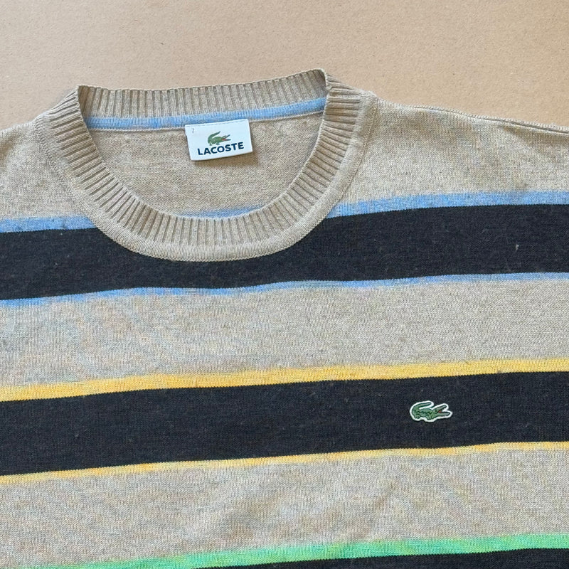 Detailansicht: Sourced limited accessories and clothes Lacoste striped sweatshirt – Logo, Nähte oder Material