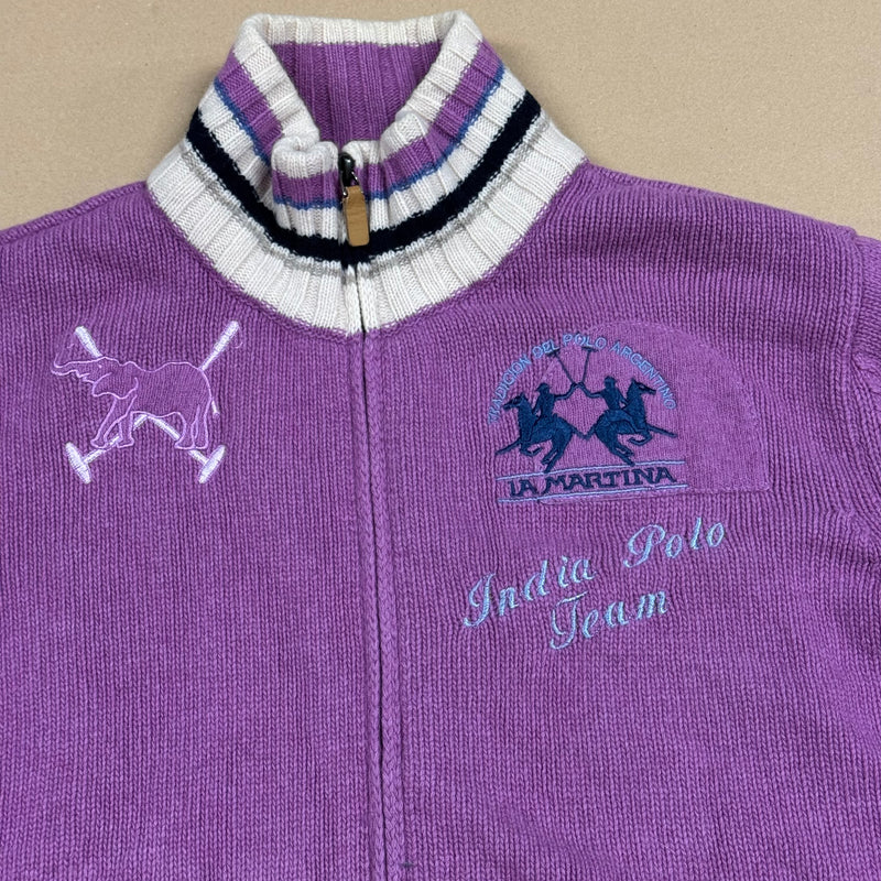 Detailansicht: Sourced limited accessories and clothes La Martina India knitted zip-up – Logo, Nähte oder Material
