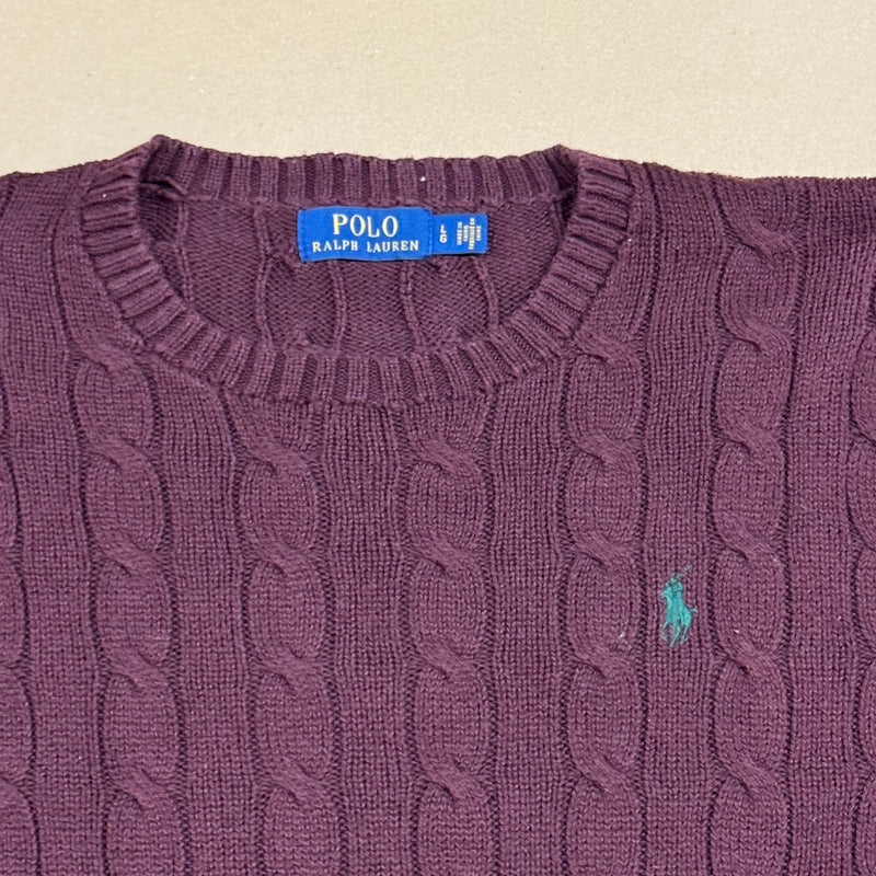 Detailansicht: Sourced limited accessories and clothes Polo Ralph Lauren burgundy knitted sweatshirt – Logo, Nähte oder Material