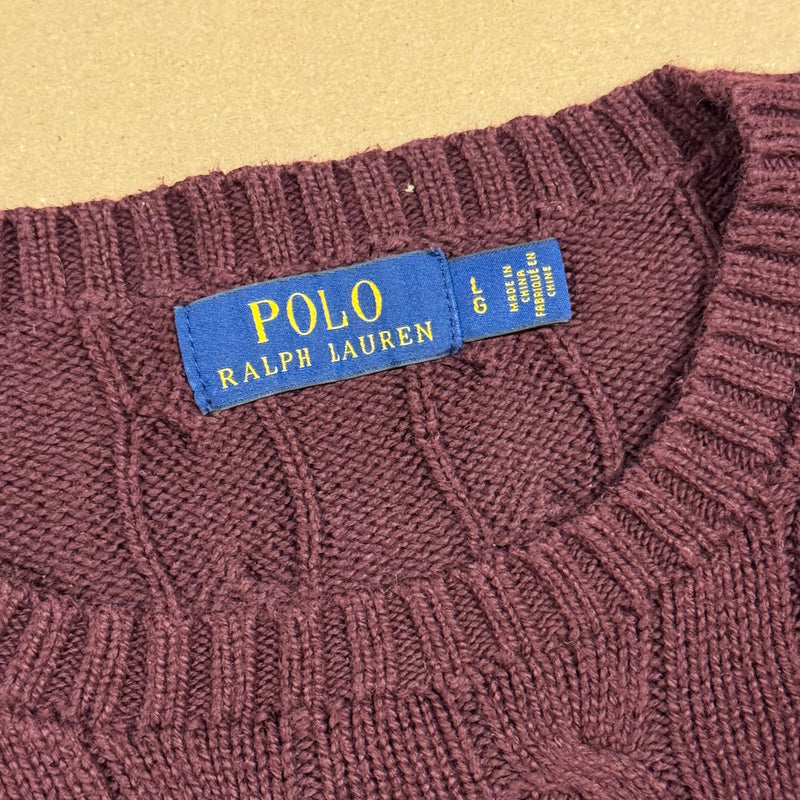Detailansicht: Sourced limited accessories and clothes Polo Ralph Lauren burgundy knitted sweatshirt – Logo, Nähte oder Material