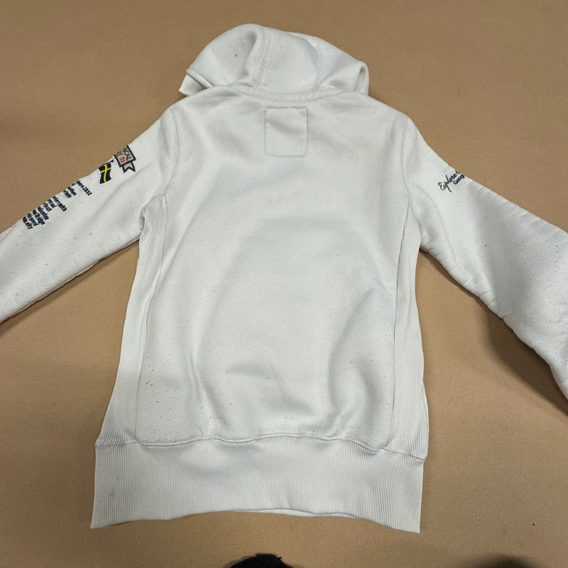 Detailansicht: Sourced limited accessories and clothes Geographical Norway white hoodie – Logo, Nähte oder Material