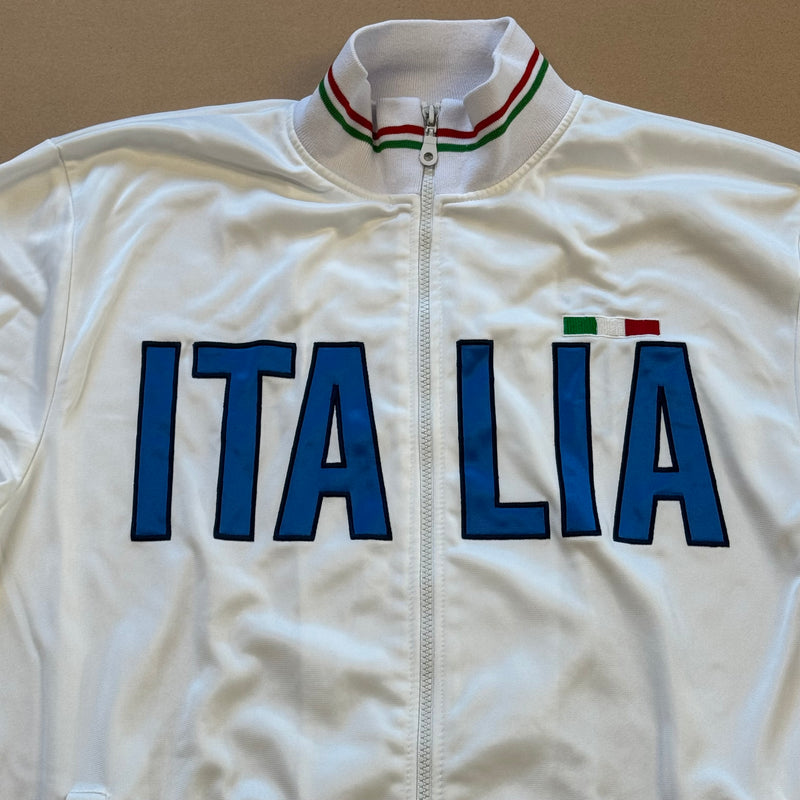 Detailansicht: Sourced limited accessories and clothes Italia white track jacket – Logo, Nähte oder Material