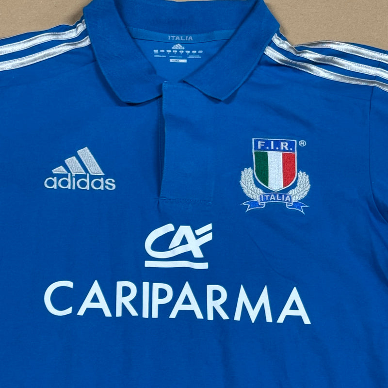 Detailansicht: Sourced limited accessories and clothes Adidas Italia Cariparma polo shirt – Logo, Nähte oder Material