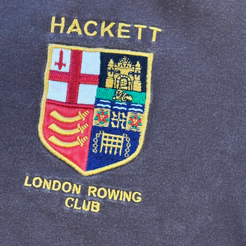 Detailansicht: Sourced limited accessories and clothes Vintage brown Hackett London long-sleeved polo – Logo, Nähte oder Material