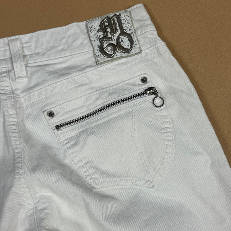 Detailansicht: Sourced limited accessories and clothes Miss Sixty white designer jeans – Logo, Nähte oder Material