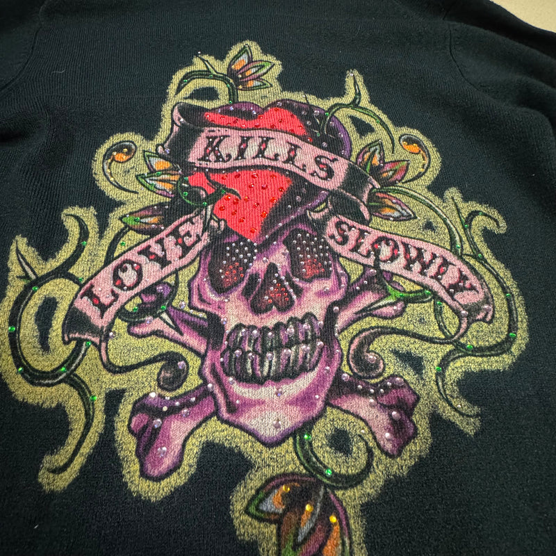 Detailansicht: Sourced limited accessories and clothes Vintage Ed Hardy zip-up hoodie – Logo, Nähte oder Material